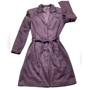 Next Faux Suede Long Trench Coat Button Front Chocolate Brown Sz US 8 (S…